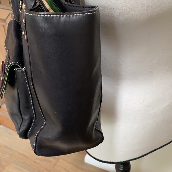 Kate Spade Front Pocket Black Leather Quinn Tote with Dust Bag - Picture 3 of 10